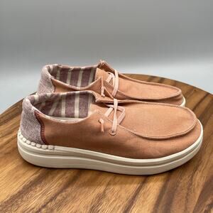 Hey Dude Wendy Rise Shoes Womens Size 7 Plaid Pink Casual Comfort Loafer Walking